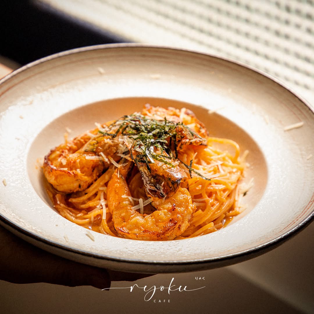 Savory pasta brunch plate served at Ryoku Cafe
